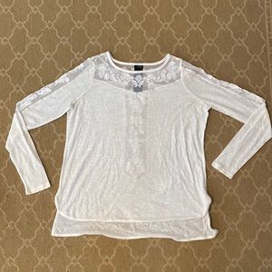 FREE PEOPLE WHITE LACE DETAIL LONG SLEEVE